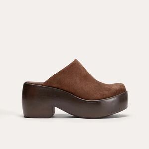 EVERLANE Puffa Brown Suede Platform Clogs